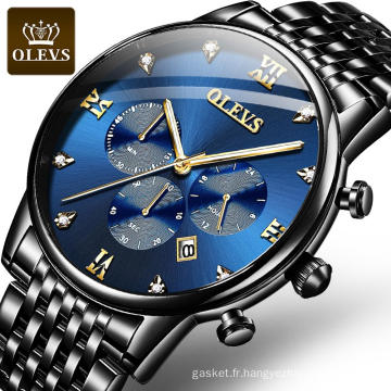 Men Luxury Watch OLEVS Brand Quartz Fashion Business WristWatch OEM with Steel Band Chronograph Waterproof Watches Men Wrist